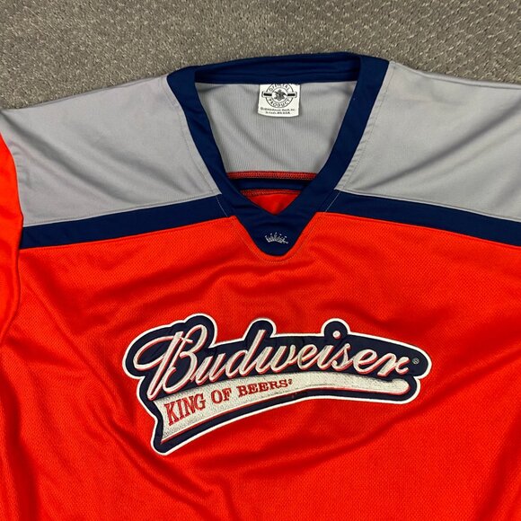 Vintage Budweiser Hockey Jersey Men's Large King of Beers Bud 2004 Y2K Home Game - Picture 2 of 8